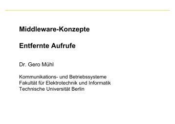 Middleware-Konzepte Entfernte Aufrufe