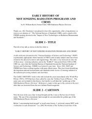 early history of nist ionizing radiation programs and - CIRMS