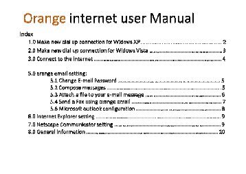 Internet dial up service user manual - Orange Jordan