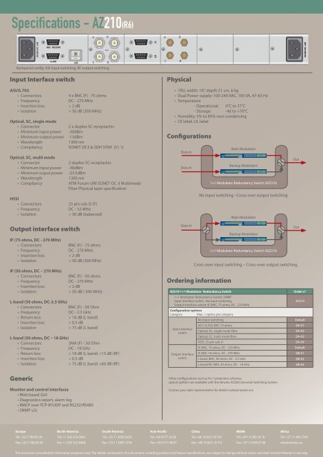 AZ210 1+1 Modulator Redundancy Switch - TBC Integration