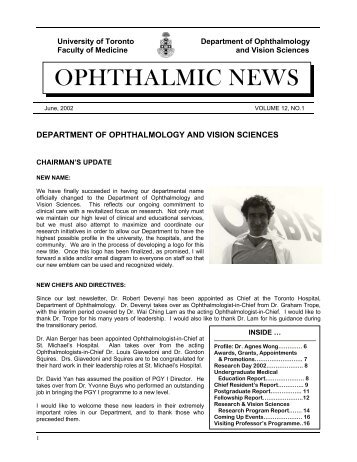 department of ophthalmology and vision sciences - University of ...