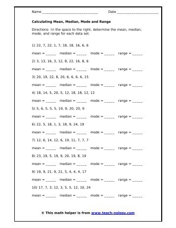 Calculating Mean, Median, Mode and Range - Teach-nology