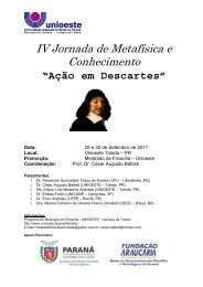 IV Jornada de MetafÃ­sica e Conhecimento - Unioeste