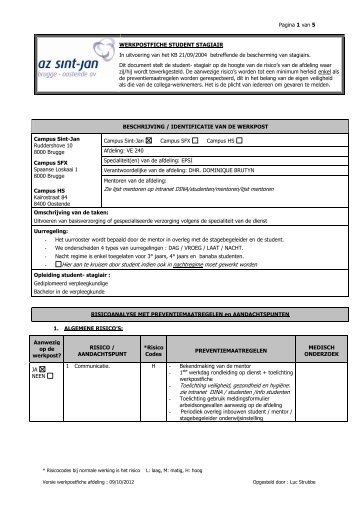 Werkpostfiche Ve240 - EPSI - AZ Sint-Jan Brugge