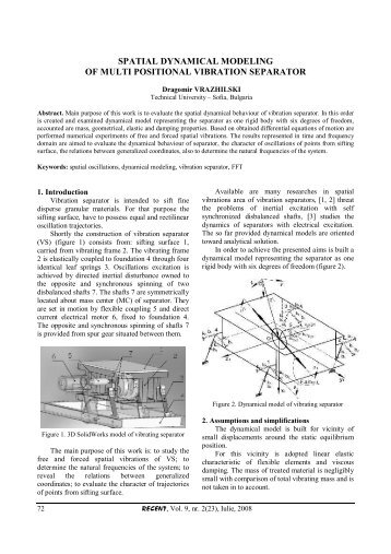 spatial dynamical modeling of multi positional vibration separator