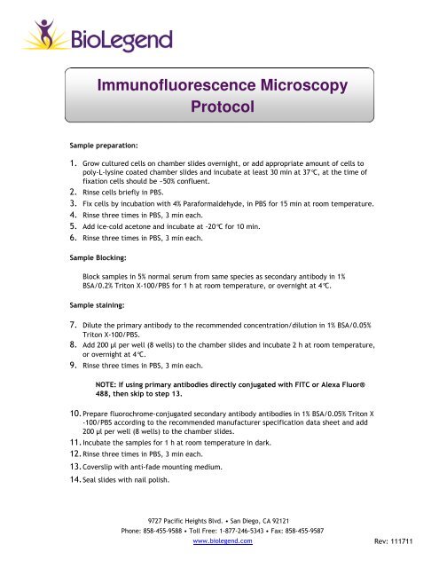 Immunofluorescence Microscopy Protocol - BioLegend