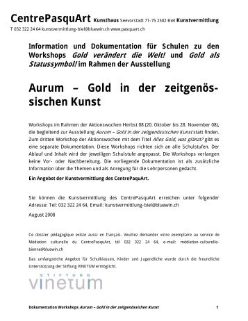 Aurum â Gold in der zeitgenÃ¶s- sischen Kunst