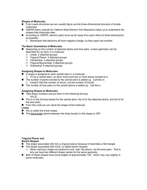 Chemistry 120 Handouts/Notes