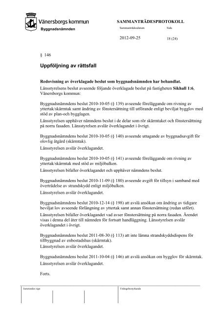 ByggnadsnÃ¤mndens protokoll 2012-09-25.pdf - VÃ¤nersborgs kommun