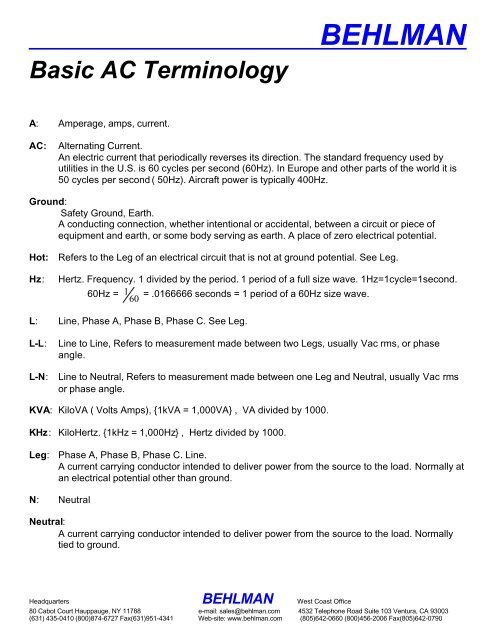 Basic AC Terminology