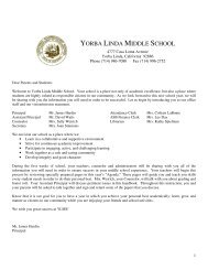 YLMS Handbook - Yorba Linda Middle School