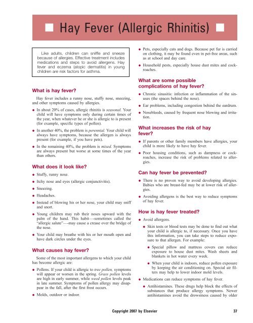 Hay Fever (Allergic Rhinitis)