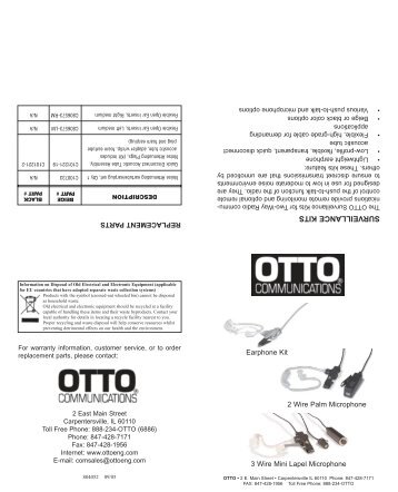 Two Wire Palm Microphone Instruction Manual - Otto