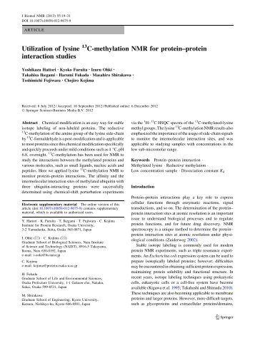 Utilization of lysine C-methylation NMR for protein ... - Springer