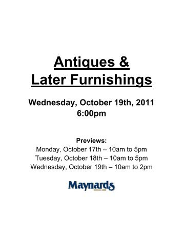 Antiques & Later Furnishings - auction at Maynards