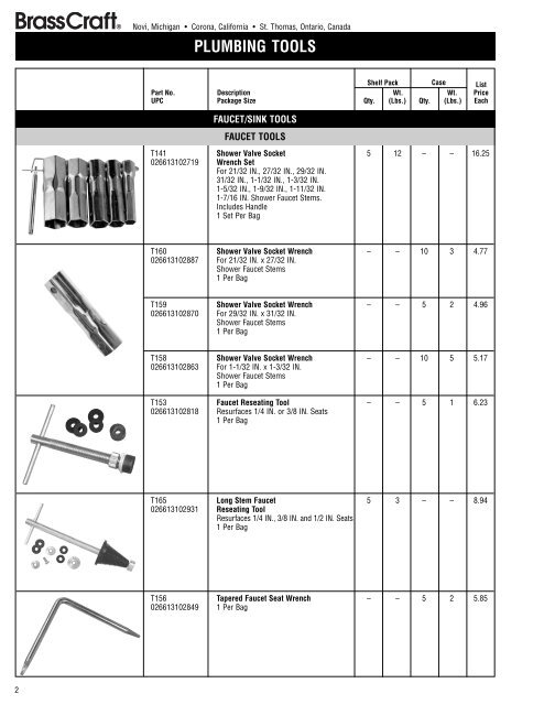 PLUMBING TOOLS - BrassCraft