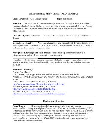 direct instruction lesson plan example