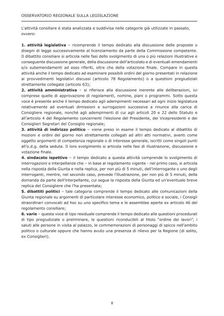 Osservatorio regionale sulla legislazione OTTAVO RAPPORTO ...