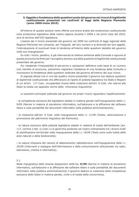 Osservatorio regionale sulla legislazione OTTAVO RAPPORTO ...