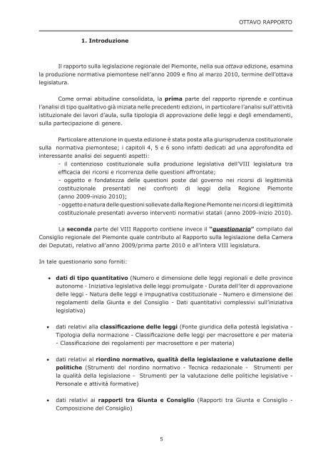 Osservatorio regionale sulla legislazione OTTAVO RAPPORTO ...