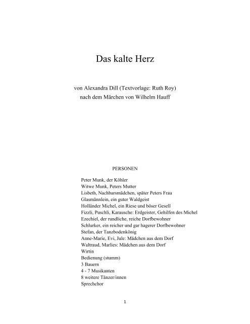 Das Kalte Herz Wilhelm Hauff