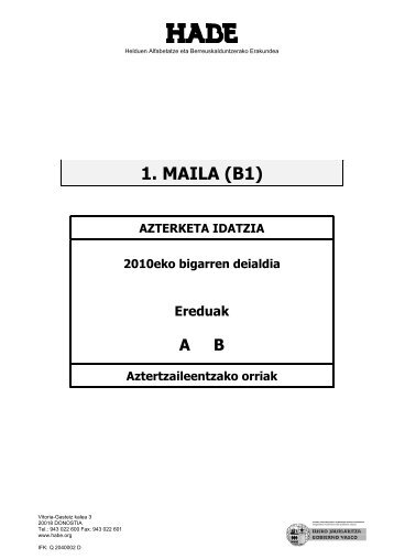 1. MAILA (B1) - HABE
