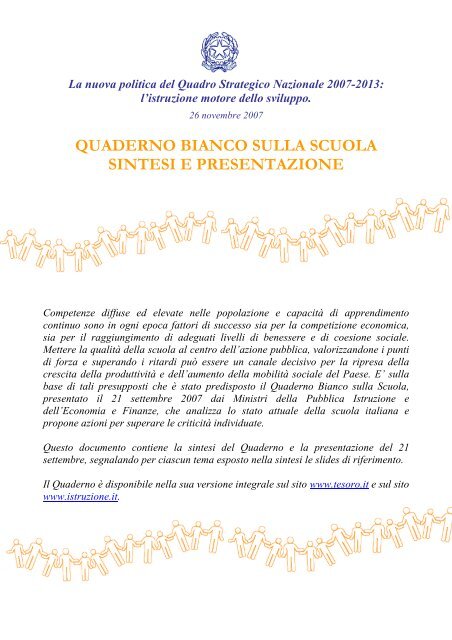 quaderno bianco sulla scuola sintesi e presentazione - Dps