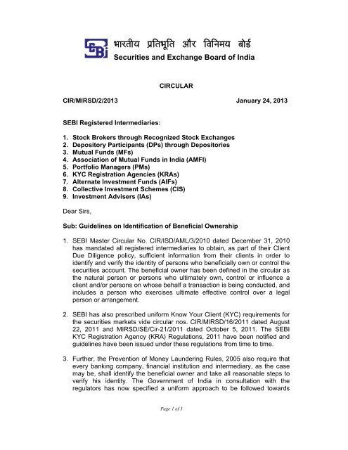 Guidelines On Identification Of Beneficial Ownership Cdsl