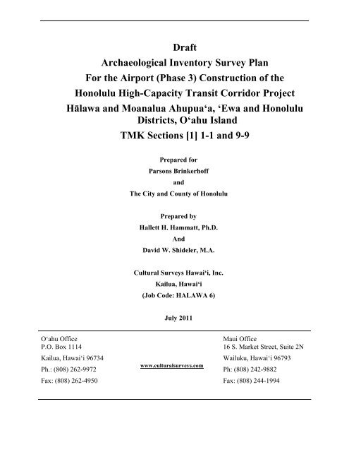 City And County Of Honolulu Tmk Report Type - Honolulu Rail Transit Project