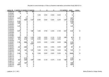 Rezultati in ocene kolokvijev iz Fizike za Å¡tudente matematike ...