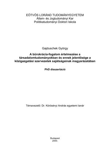 Az Ã¡llami bÃ¼rokrÃ¡cia elmÃ©leti kÃ©rdÃ©sei - ELTE Ãllam- Ã©s ...