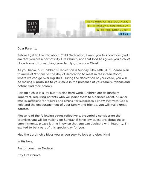 Child Dedication City Life Church