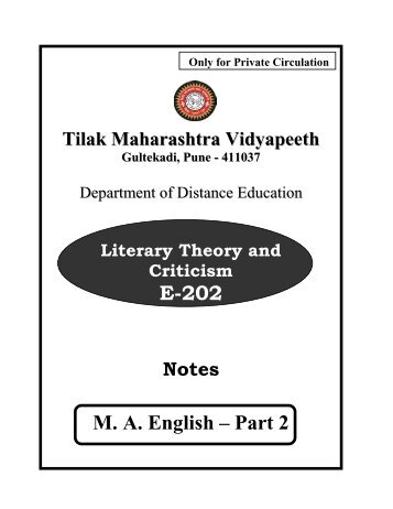 E-202 Literary Theory & Criticism - Tilak Maharashtra Vidyapeeth