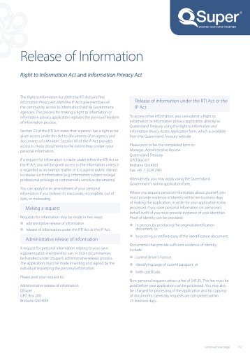 [PDF] Release Of Information factsheet - QSuper