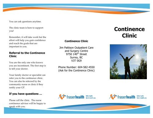Continence Clinic Brochure - Physician
