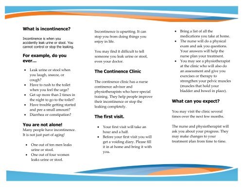 Continence Clinic Brochure - Physician