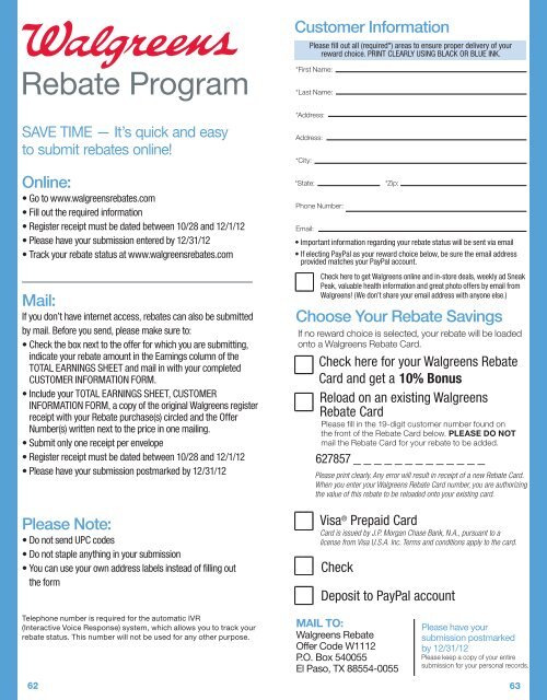 Rebate Program Walgreens Rebate Center