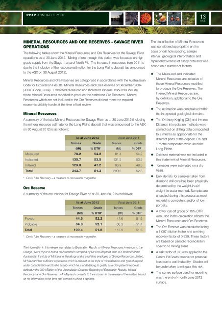 2012 Annual Report (2 April 2013) - Grange Resources