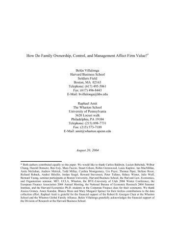 How Do Family Ownership, Control, and Management Affect Firm ...