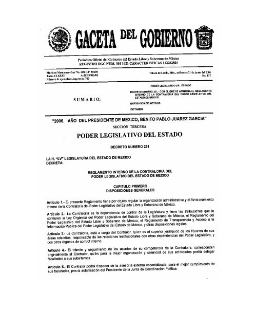 Reglamento Interno CPL - LVIII Legislatura del Estado de México