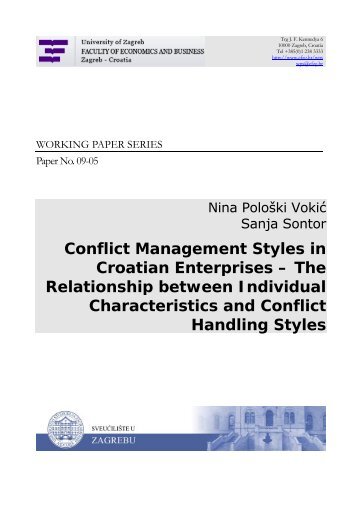 Conflict Management Styles in Croatian Enterprises Ã¢Â€Â“ The ...