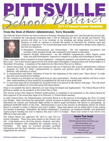 2nd Quarter Newsletter - Pittsville Public School District