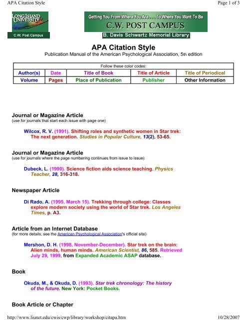 Apa Citation Style