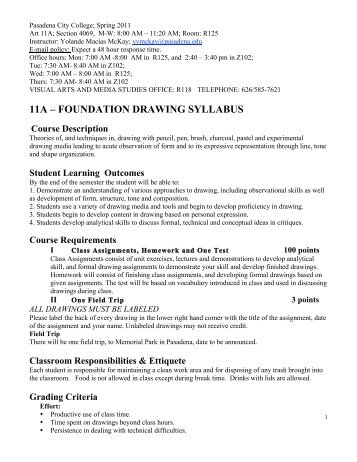 11A â FOUNDATION DRAWING SYLLABUS - Pasadena City College