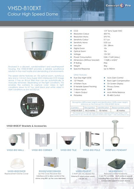 VHSD-810EXT Datasheet pdf - Videcon