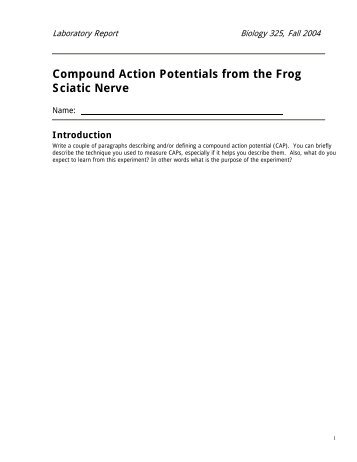 Compound Action Potentials from the Frog Sciatic Nerve