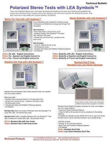 Polarized Stereo Tests with LEA Symbols™ - Richmond Products