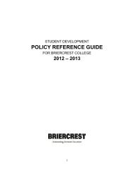 POLICY REFERENCE GUIDE - Briercrest College and Seminary