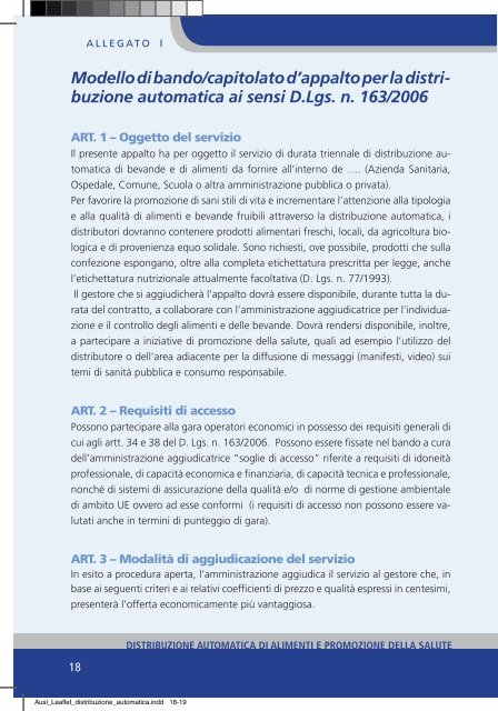 Distribuzione automatica di alimenti e promozione della salute