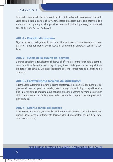 Distribuzione automatica di alimenti e promozione della salute